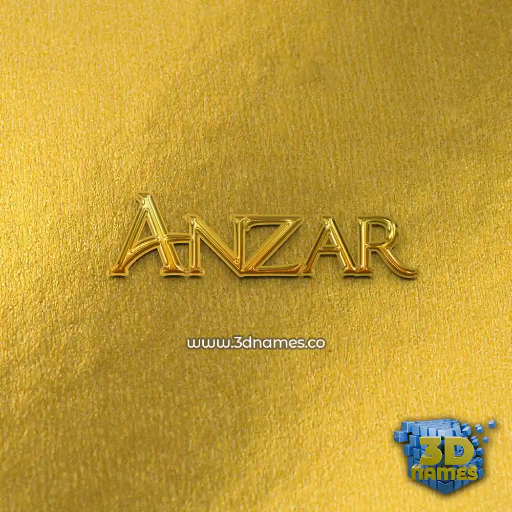 anzar in All Gold style - 3D name wallpaper
