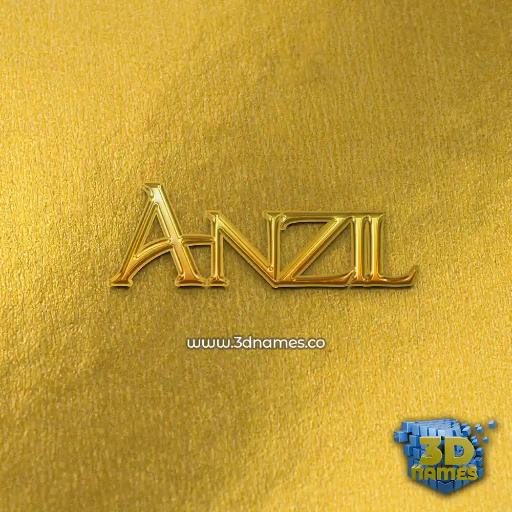 anzil in All Gold style - 3D name wallpaper