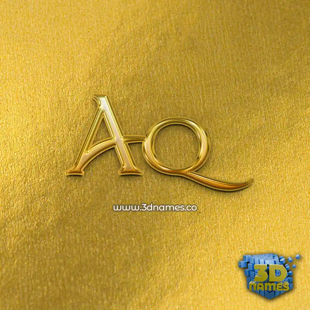 aq in All Gold style - 3D name wallpaper
