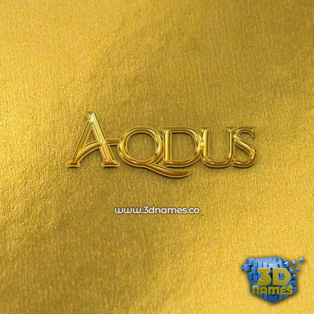 aqdus in All Gold style - 3D name wallpaper