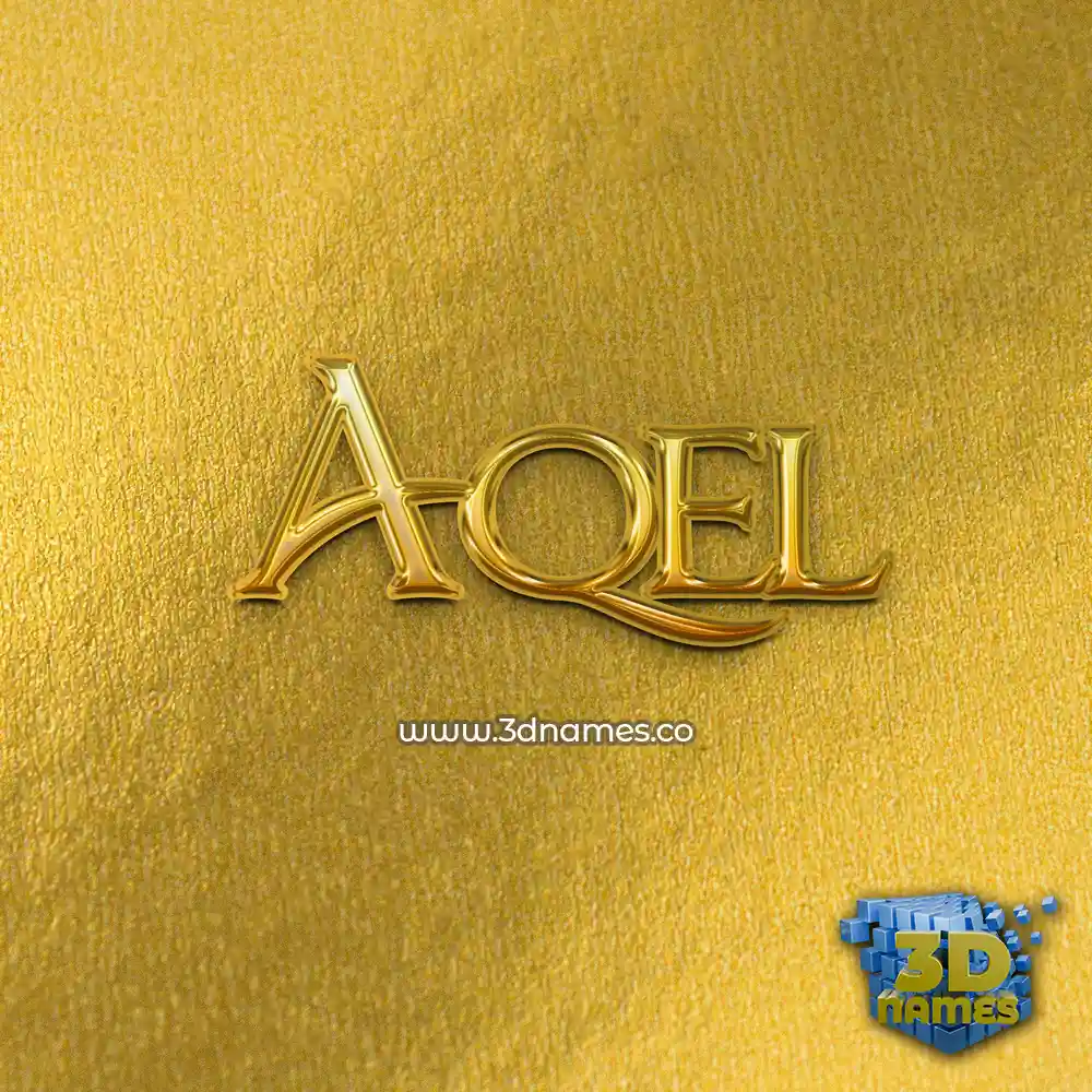 aqel in All Gold style - 3D name wallpaper