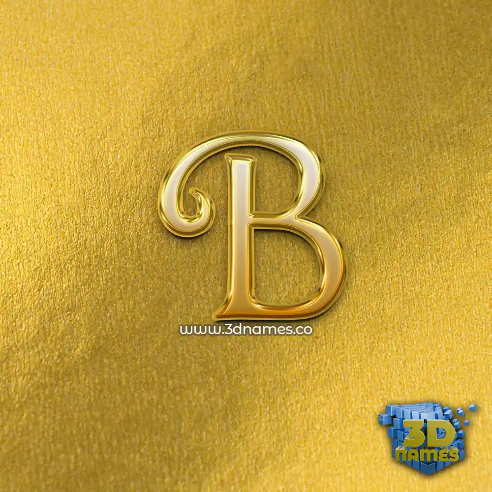 b in All Gold style - 3D name wallpaper