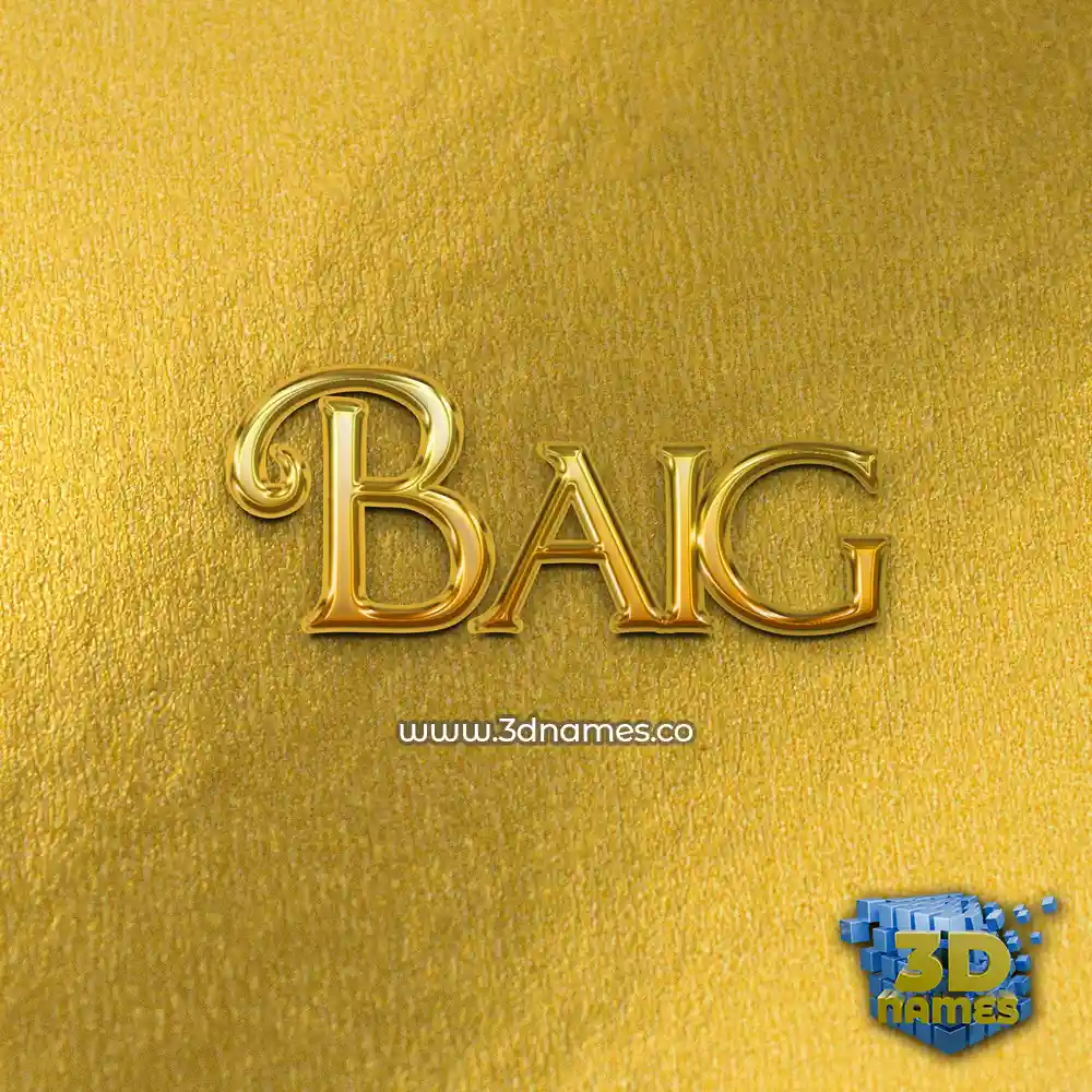 baig in All Gold style - 3D name wallpaper