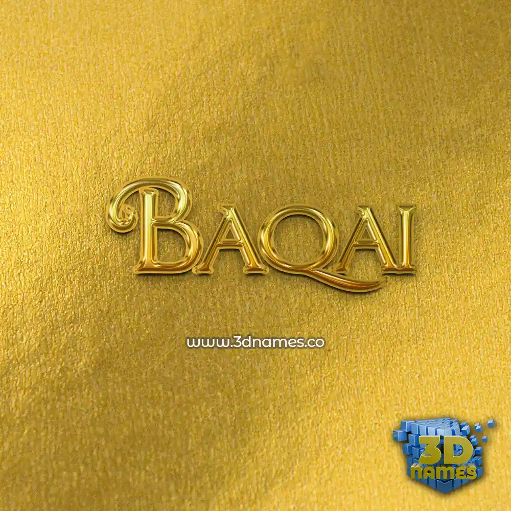 baqai in All Gold style - 3D name wallpaper