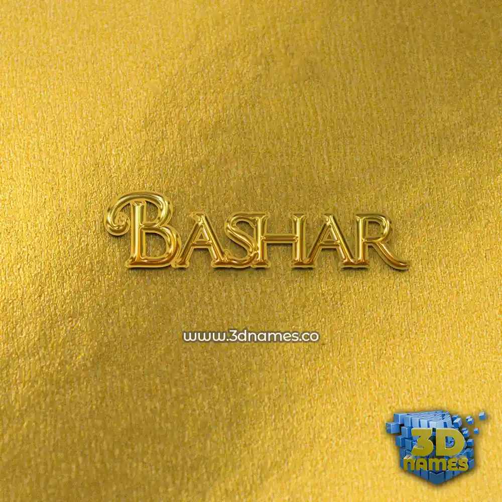 bashar in All Gold style - 3D name wallpaper