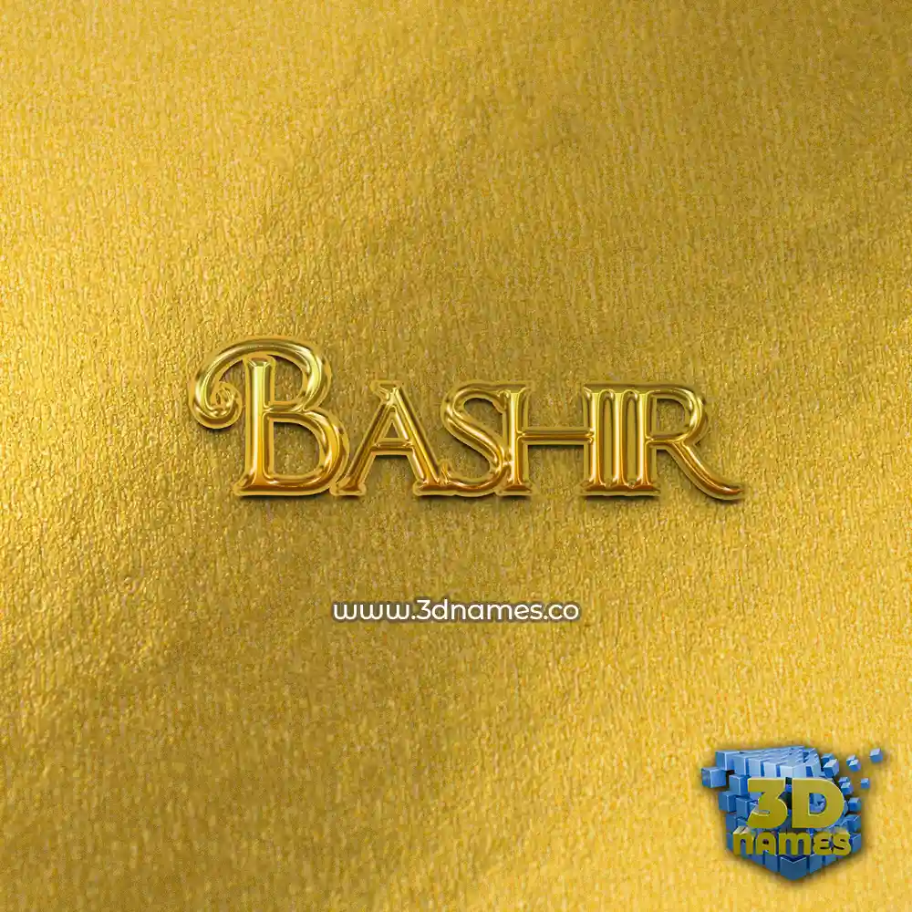 bashir in All Gold style - 3D name wallpaper