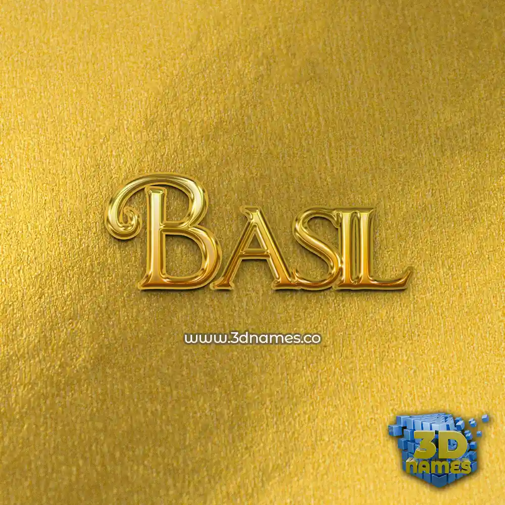 basil in All Gold style - 3D name wallpaper