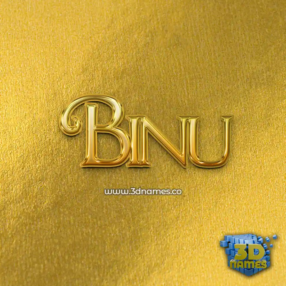 binu in All Gold style - 3D name wallpaper