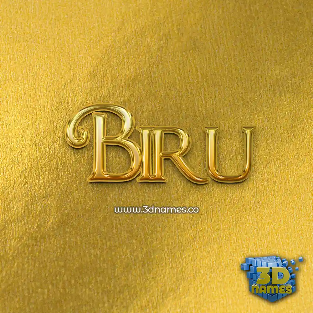 biru in All Gold style - 3D name wallpaper
