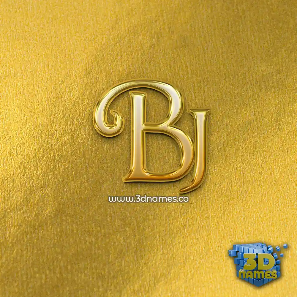 bj in All Gold style - 3D name wallpaper