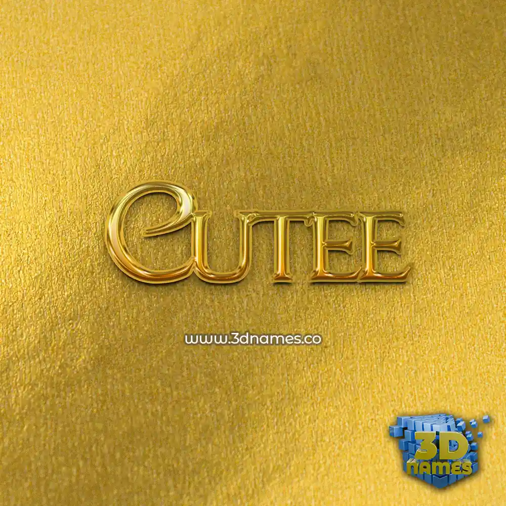 cutee in All Gold style - 3D name wallpaper