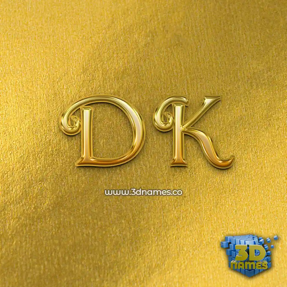 d k in All Gold style - 3D name wallpaper