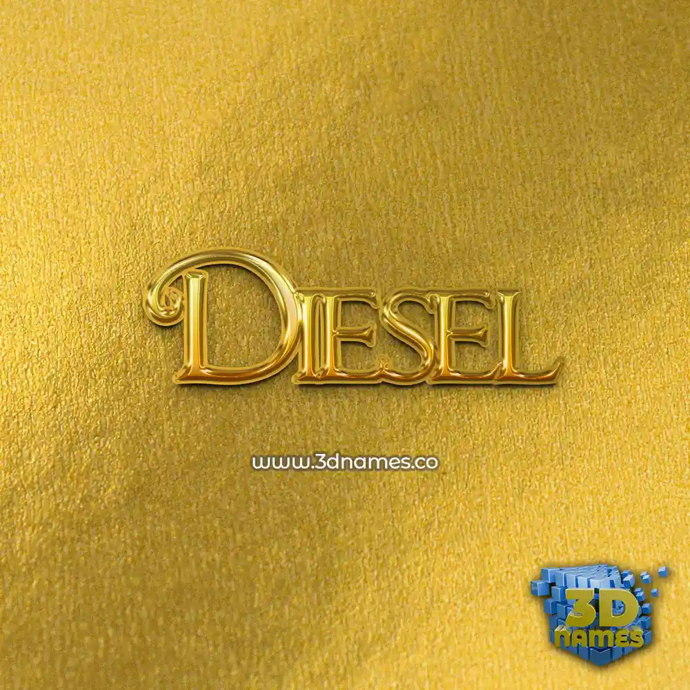 diesel in All Gold style - 3D name wallpaper