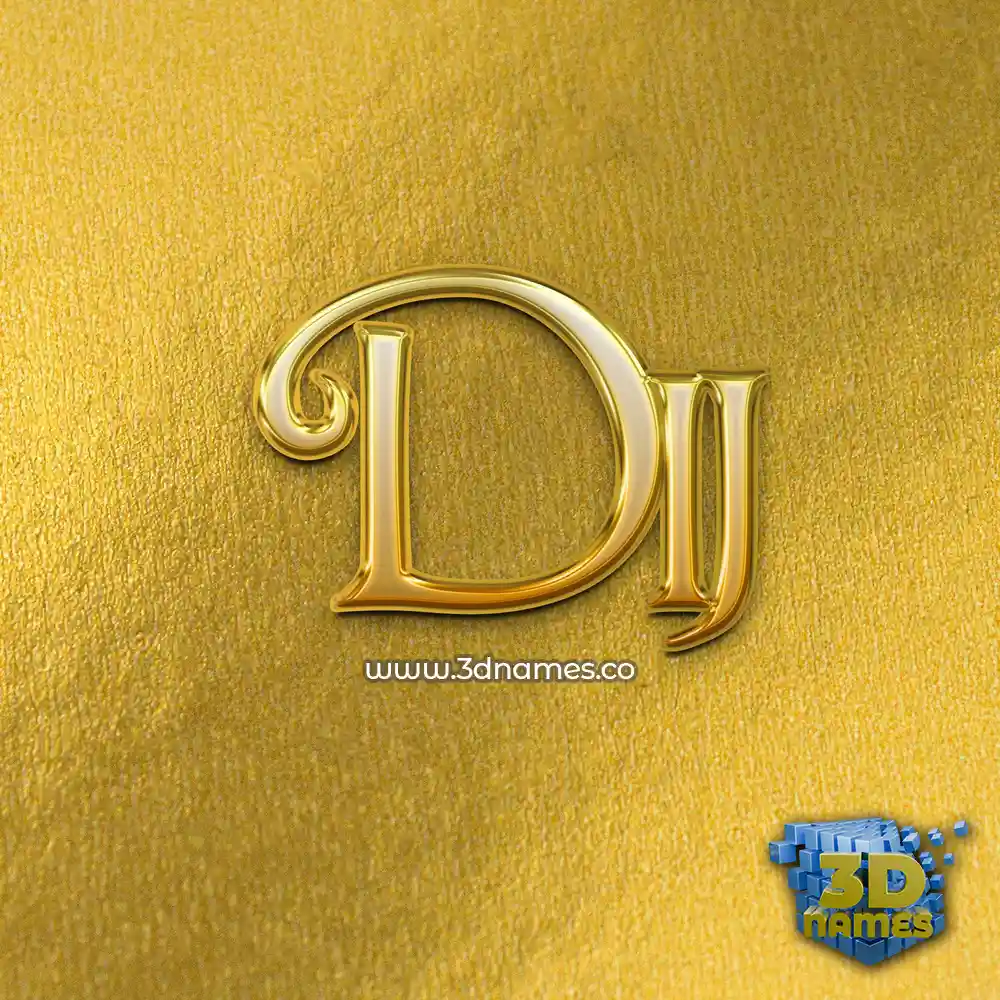 dij in All Gold style - 3D name wallpaper