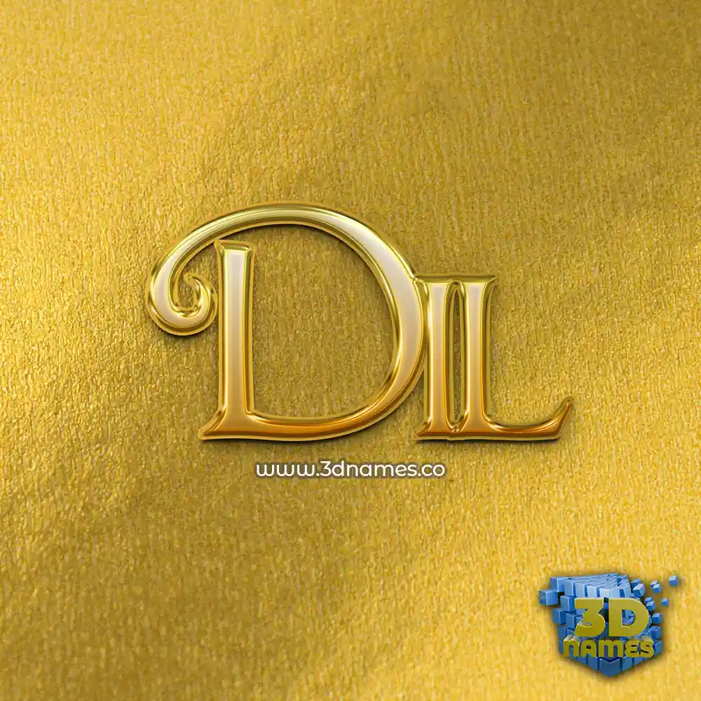 dil in All Gold style - 3D name wallpaper