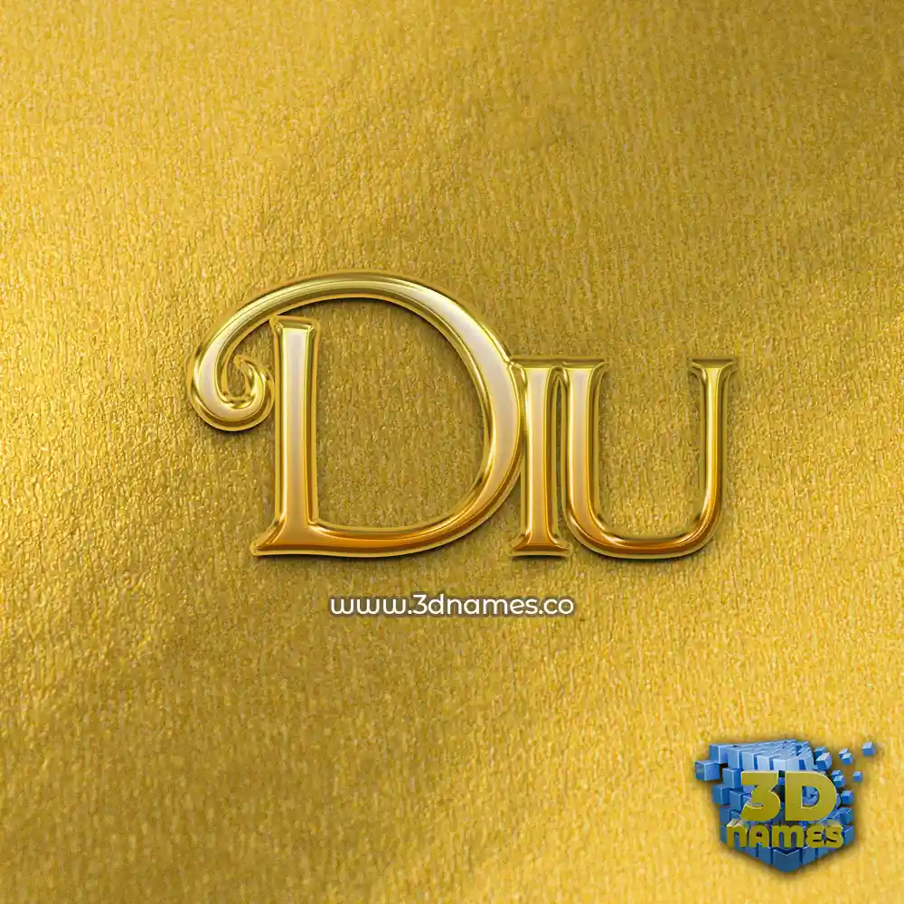 diu in All Gold style - 3D name wallpaper