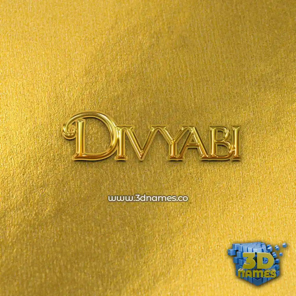 divyabi in All Gold style - 3D name wallpaper