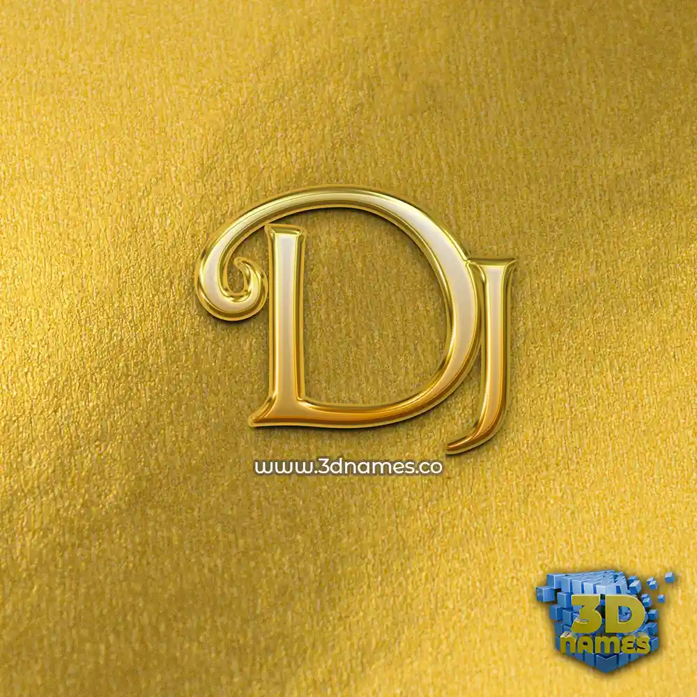 dj in All Gold style - 3D name wallpaper