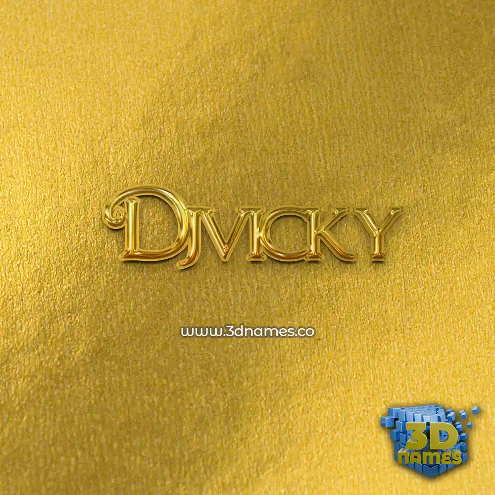 djvicky in All Gold style - 3D name wallpaper