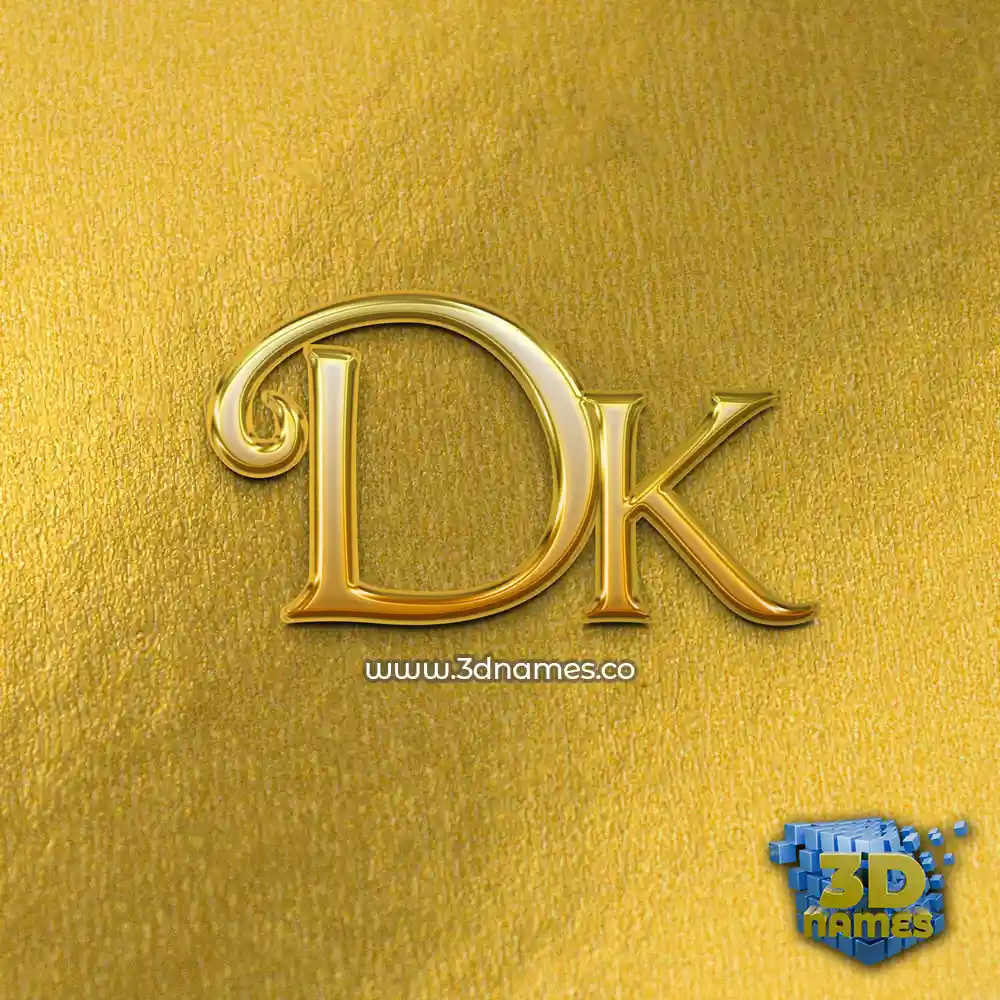 dk in All Gold style - 3D name wallpaper