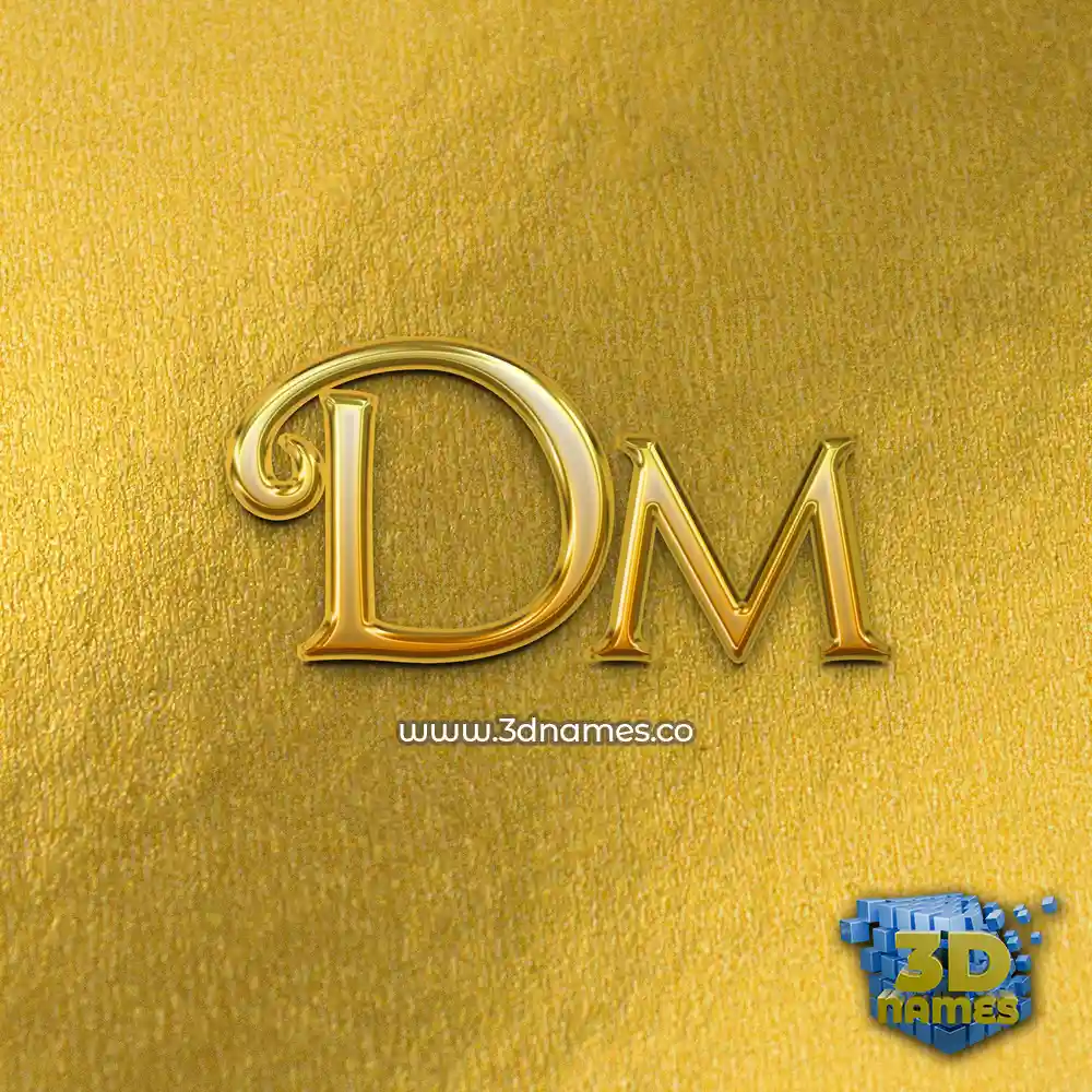 dm in All Gold style - 3D name wallpaper