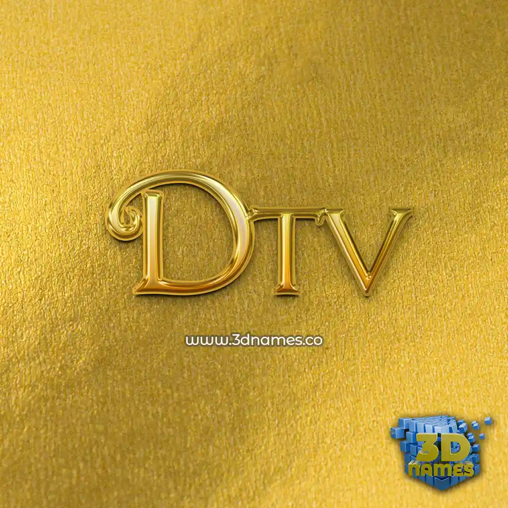 dtv in All Gold style - 3D name wallpaper