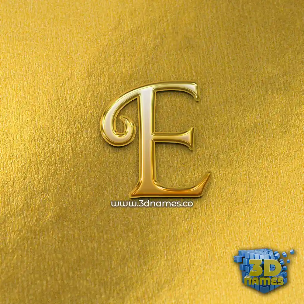 e in All Gold style - 3D name wallpaper