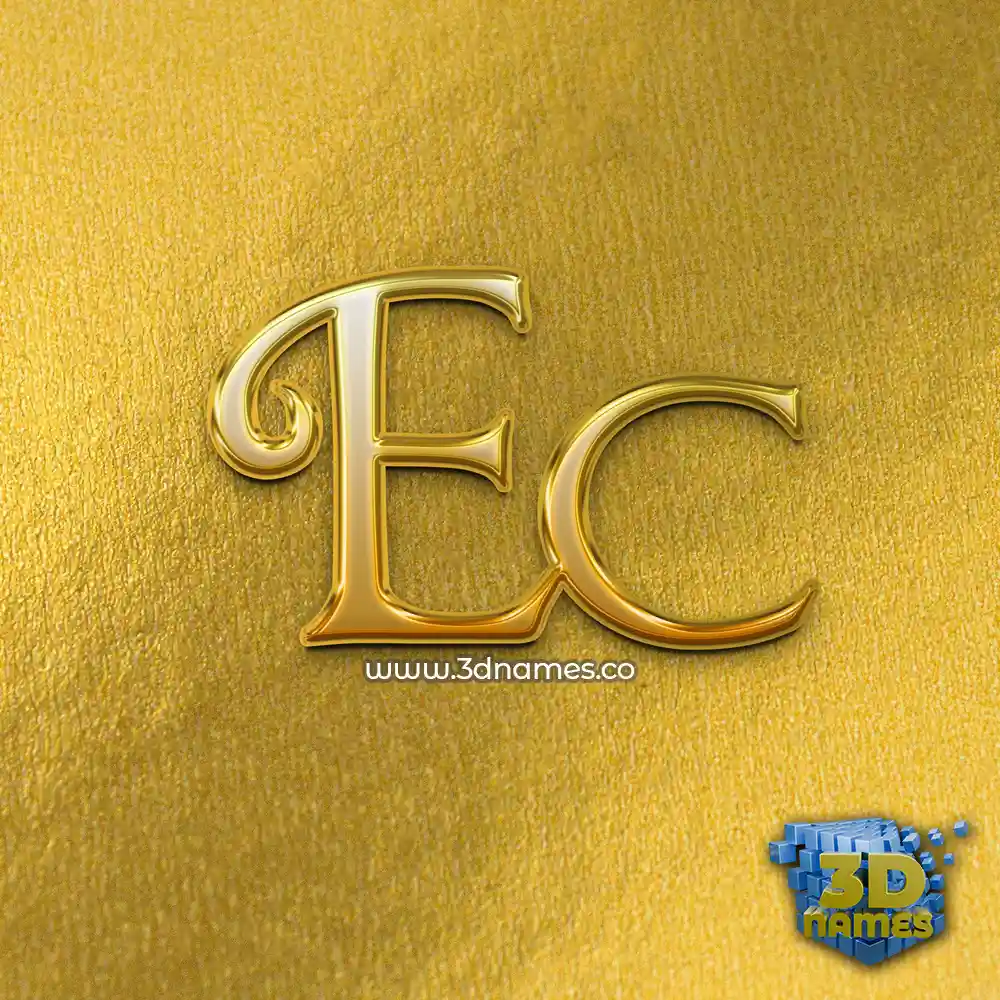 ec in All Gold style - 3D name wallpaper