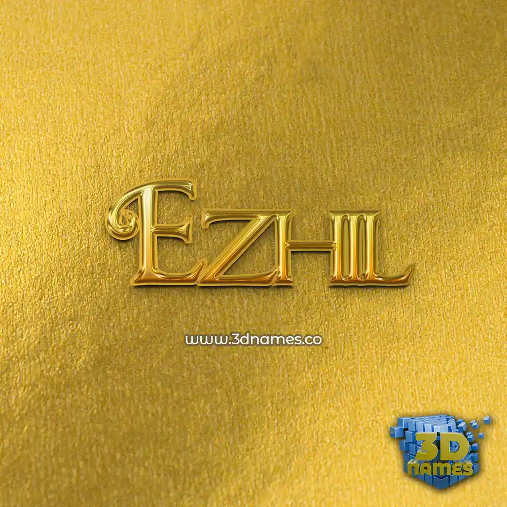 ezhil in All Gold style - 3D name wallpaper