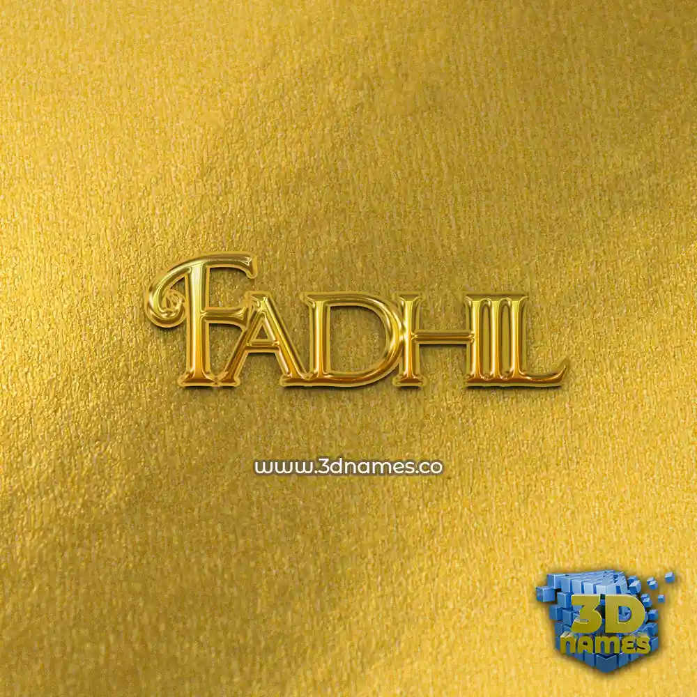 fadhil in All Gold style - 3D name wallpaper