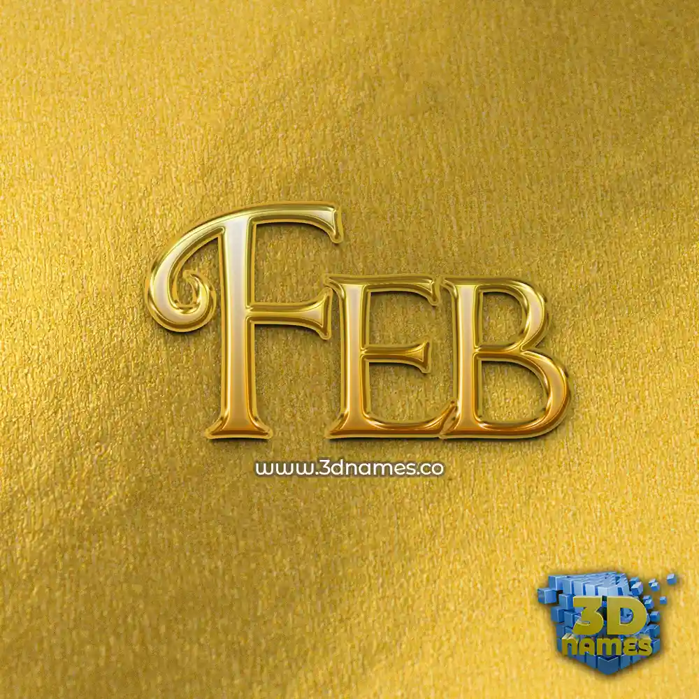 feb in All Gold style - 3D name wallpaper