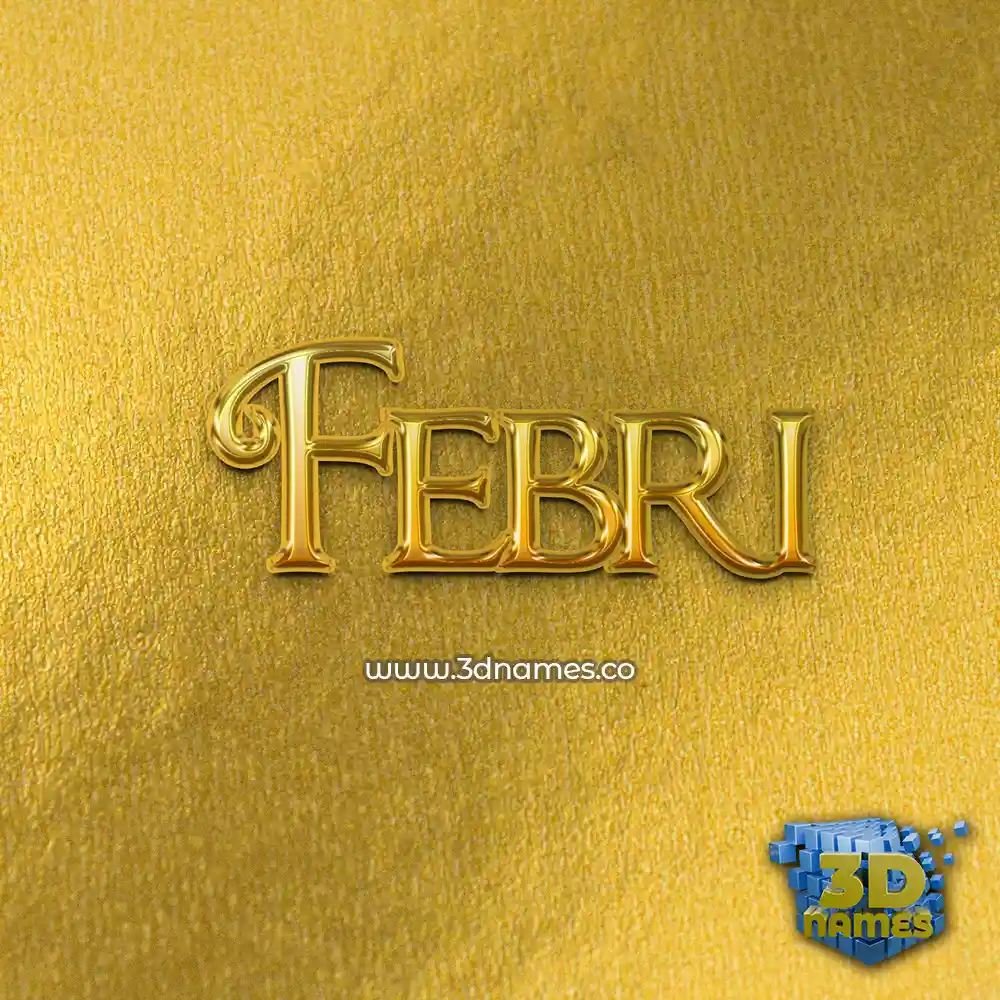 febri in All Gold style - 3D name wallpaper