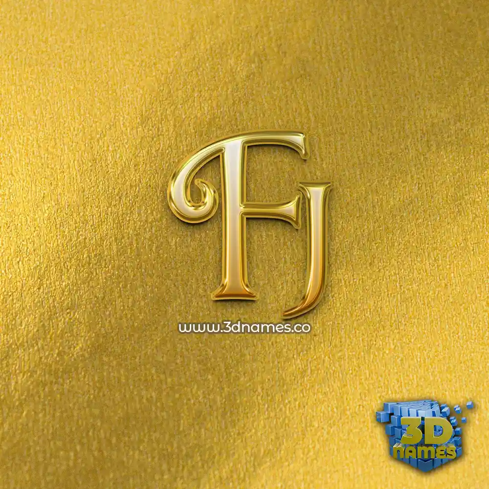 fj in All Gold style - 3D name wallpaper