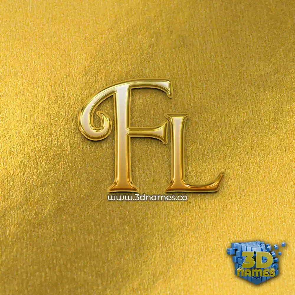 fl in All Gold style - 3D name wallpaper
