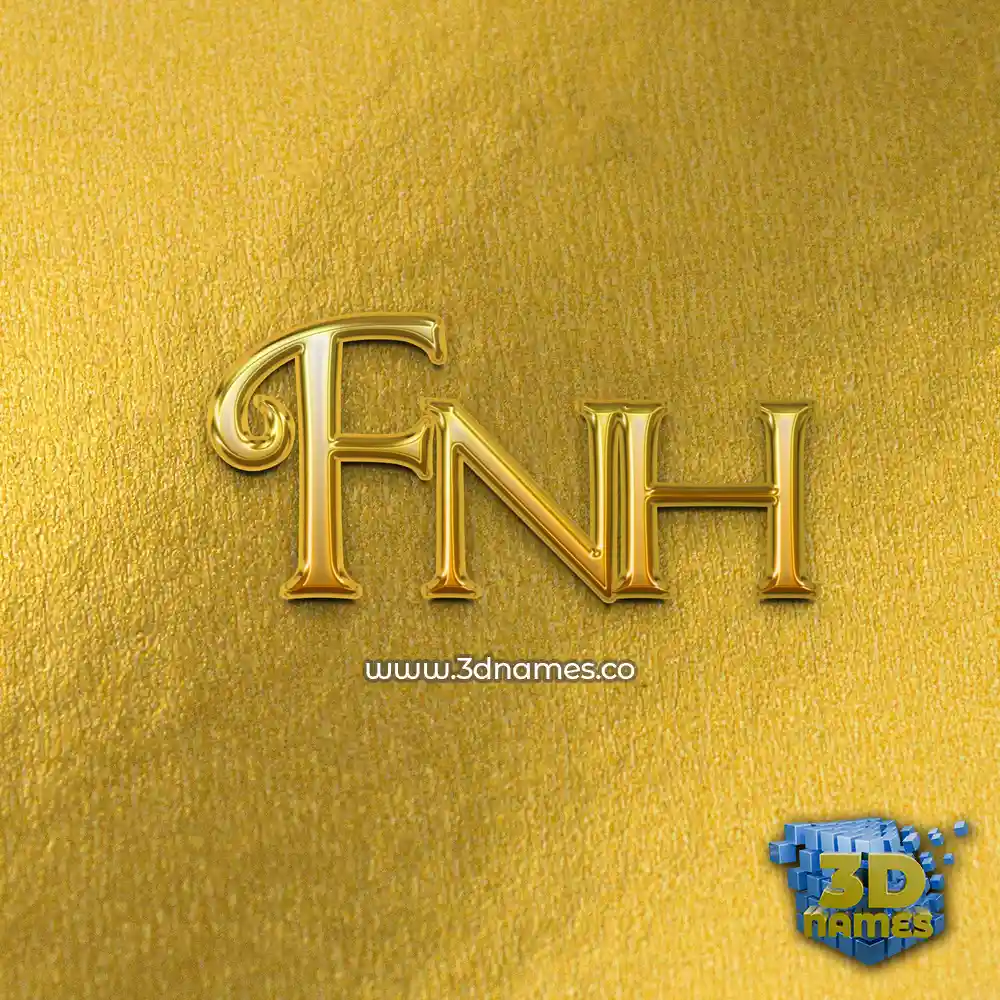 fnh in All Gold style - 3D name wallpaper