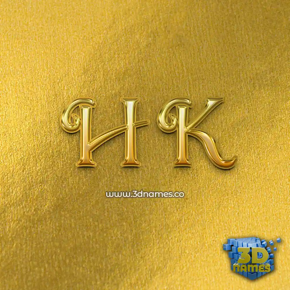 h k in All Gold style - 3D name wallpaper