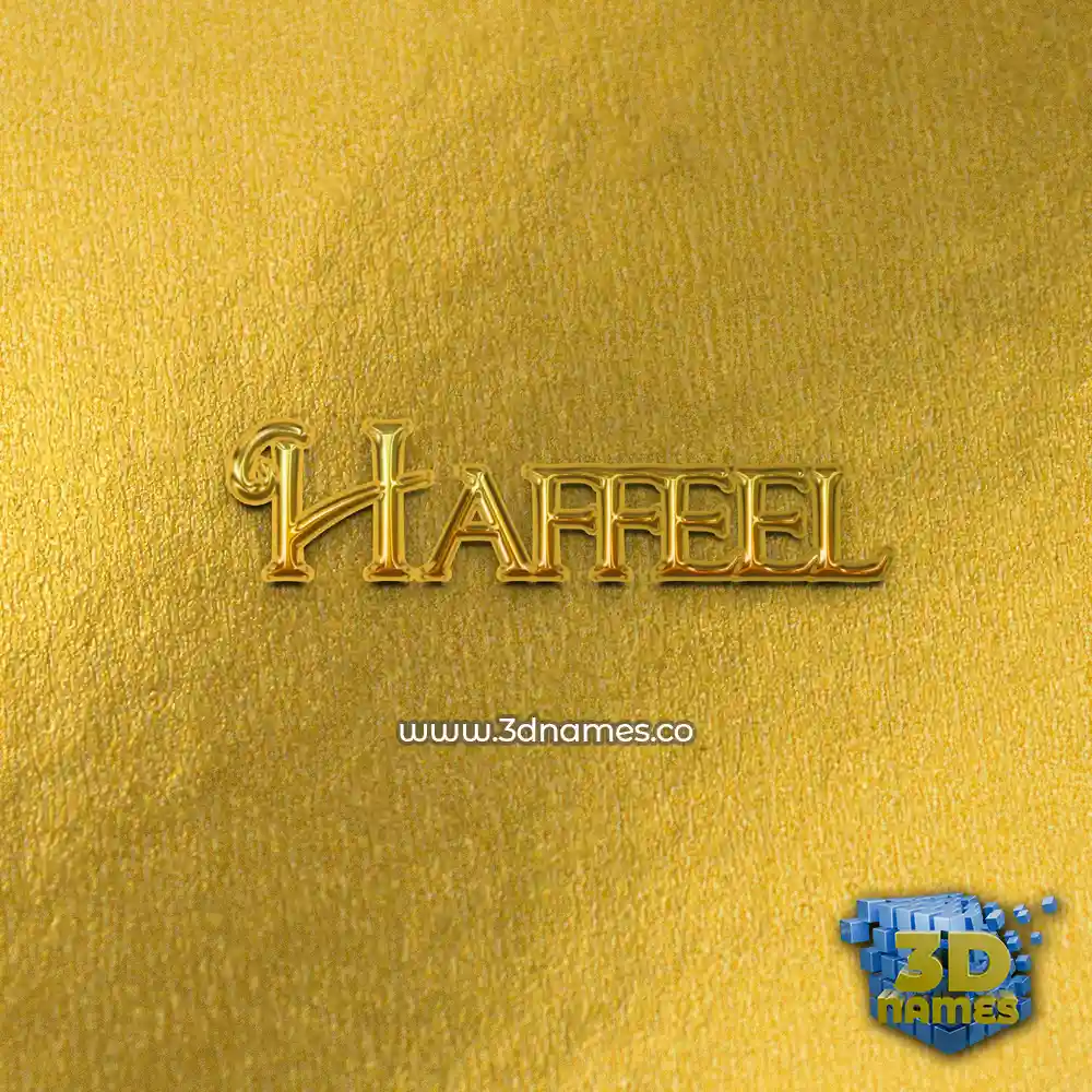 haffeel in All Gold style - 3D name wallpaper