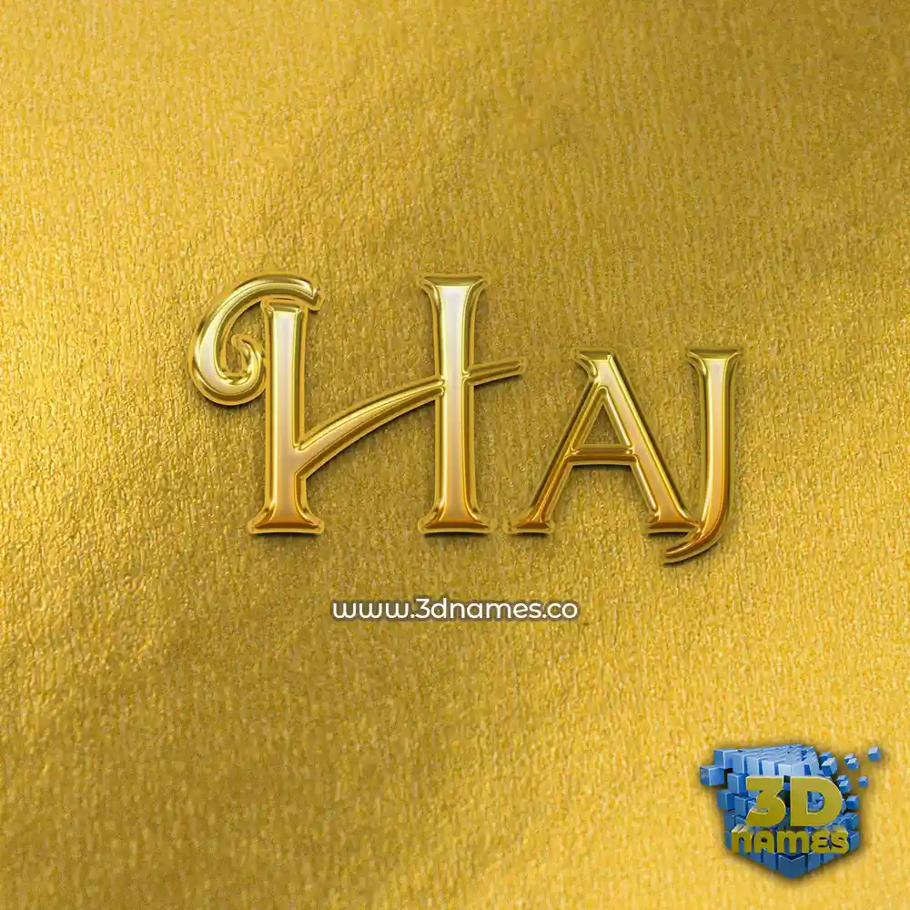 haj in All Gold style - 3D name wallpaper
