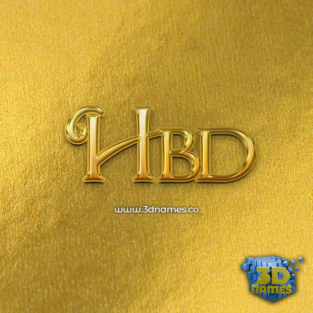 hbd in All Gold style - 3D name wallpaper