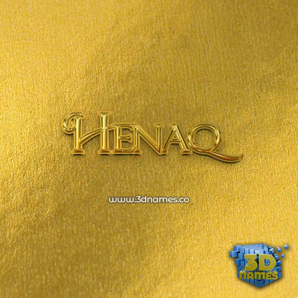 henaq in All Gold style - 3D name wallpaper