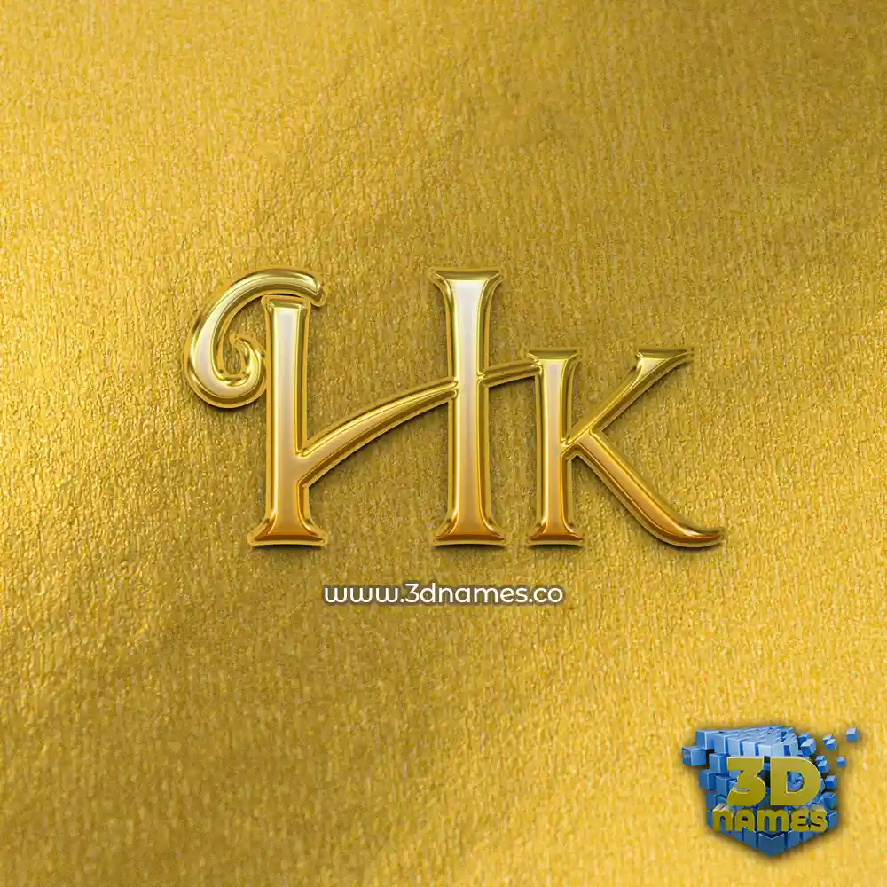 hk in All Gold style - 3D name wallpaper