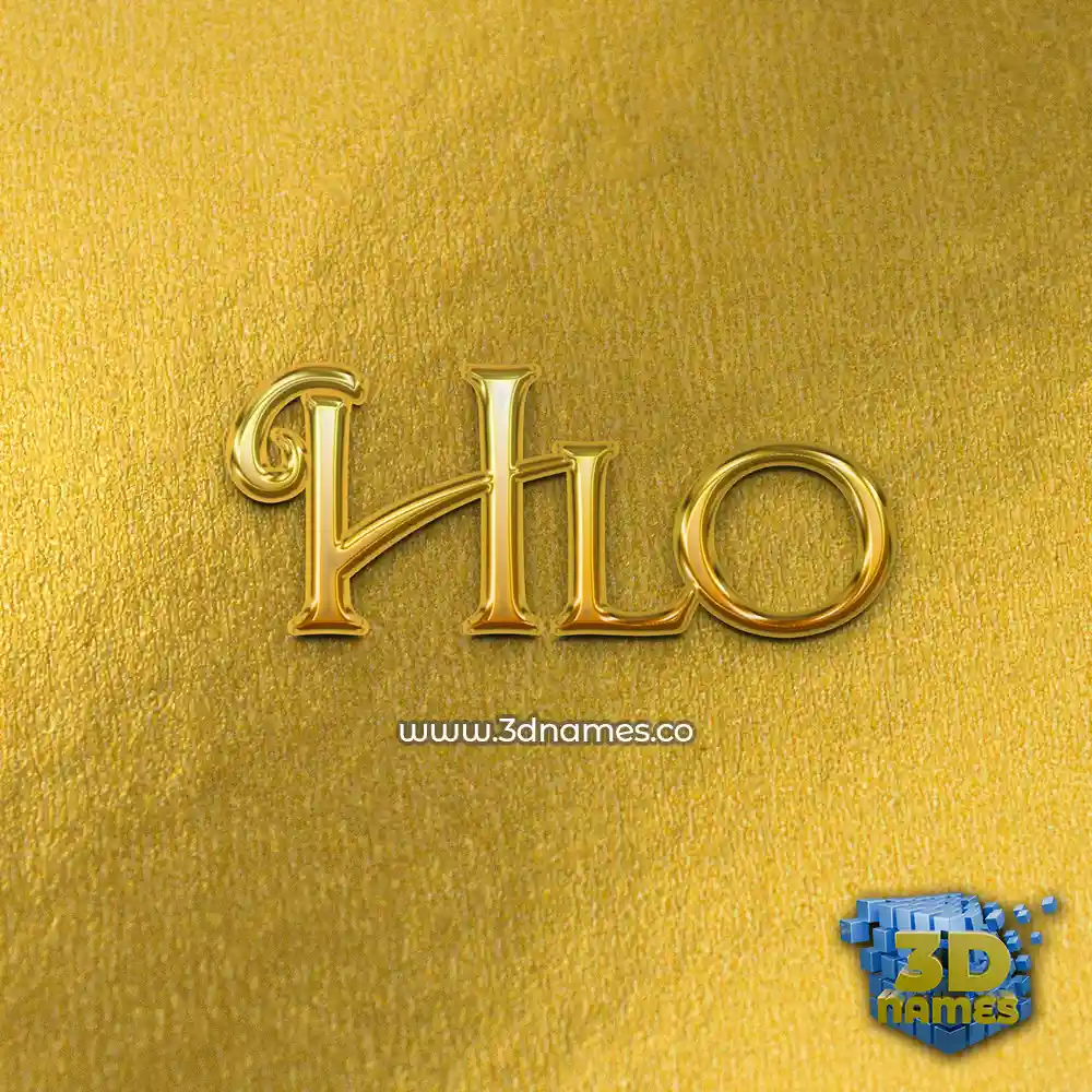 hlo in All Gold style - 3D name wallpaper