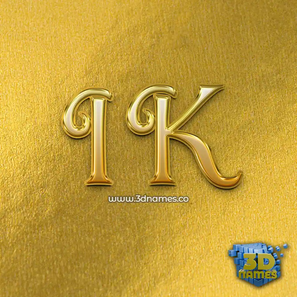 i k in All Gold style - 3D name wallpaper