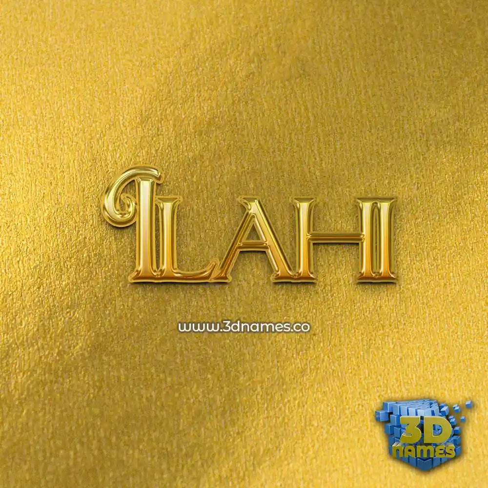 ilahi in All Gold style - 3D name wallpaper