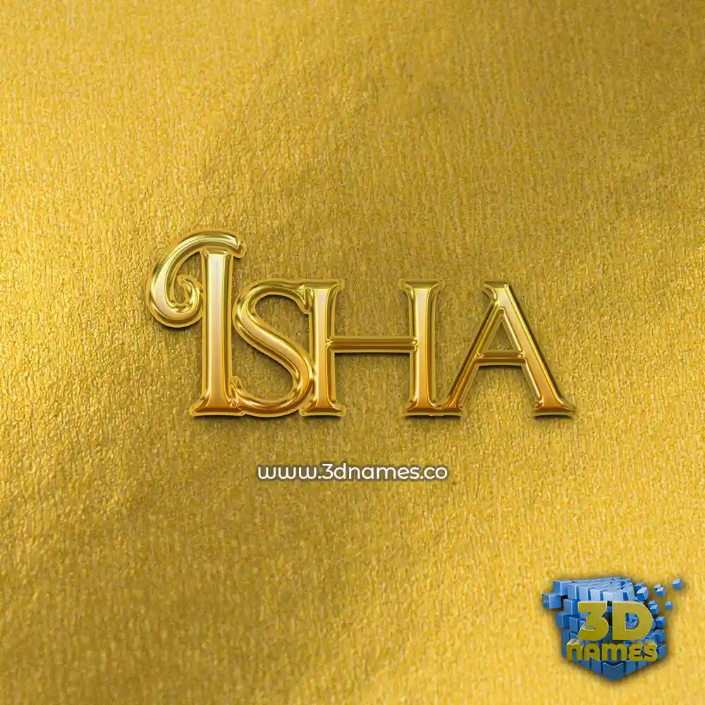 isha in All Gold style - 3D name wallpaper
