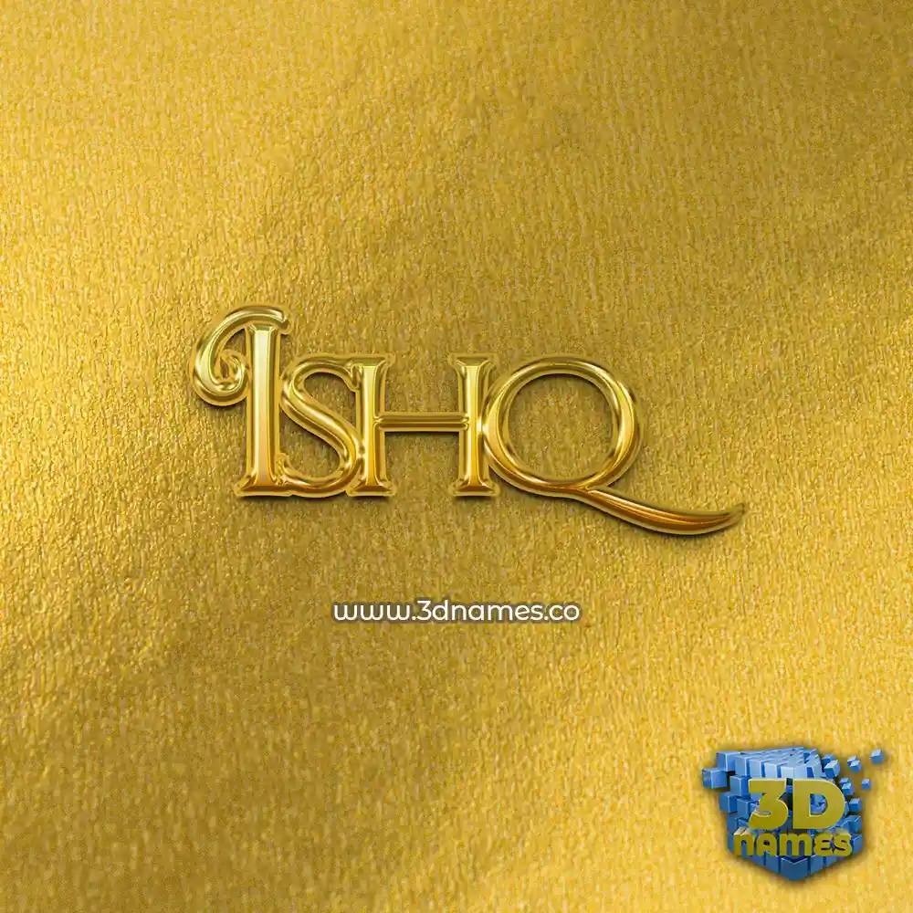 ishq in All Gold style - 3D name wallpaper