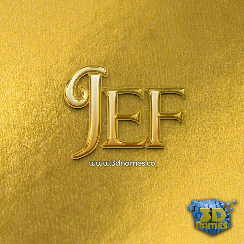 jef in All Gold style - 3D name wallpaper