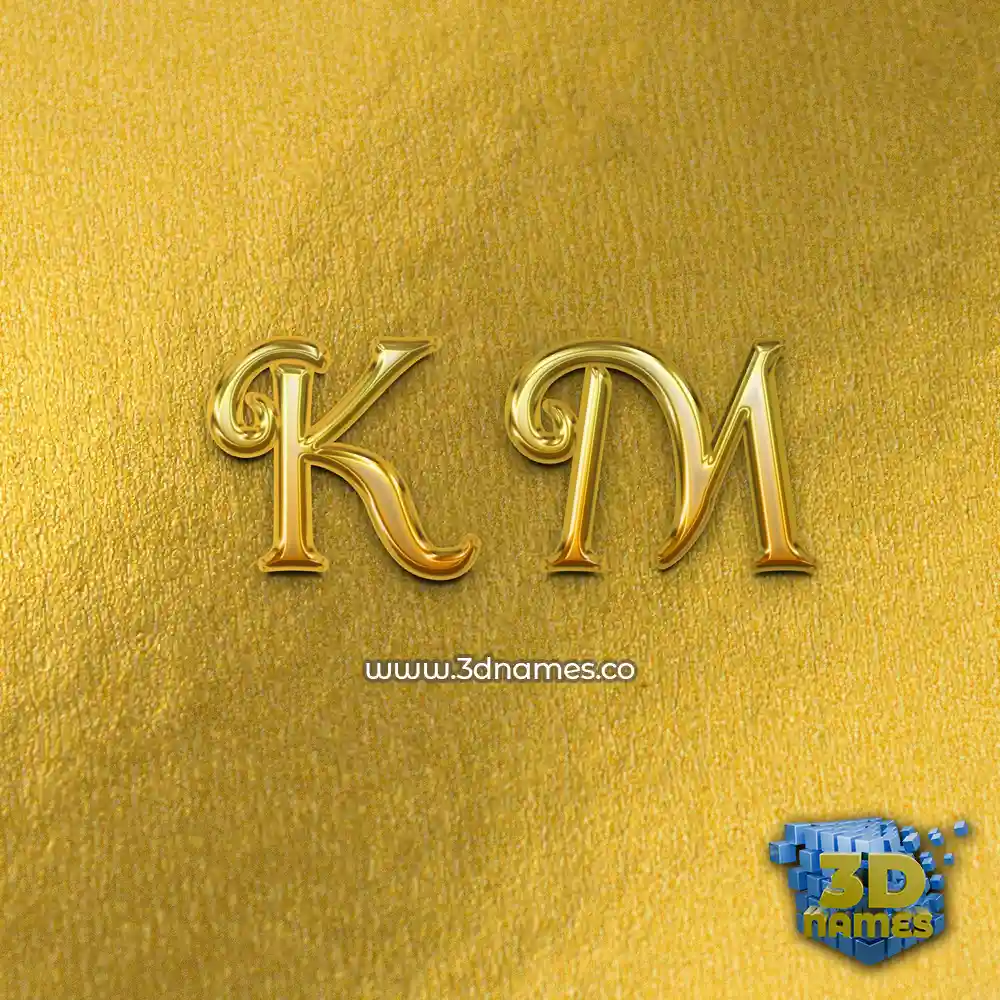 k m in All Gold style - 3D name wallpaper