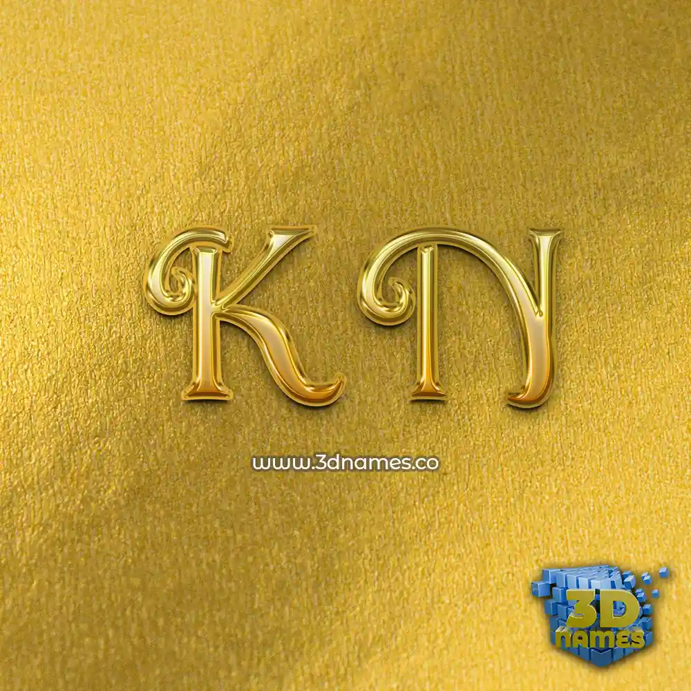 k n in All Gold style - 3D name wallpaper