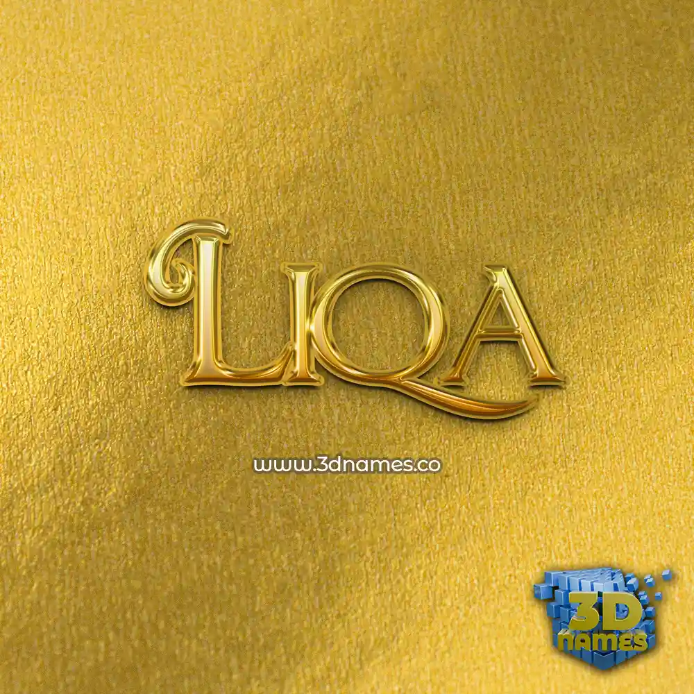 liqa in All Gold style - 3D name wallpaper